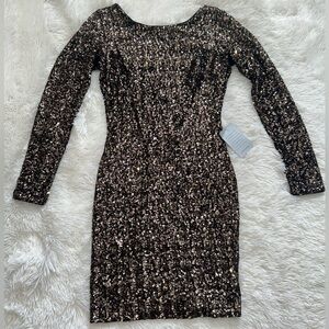 Dress the Population Copper Gold & Silver Long Sleeve Bodycon Dress